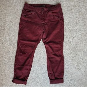 a.n.a Maroon Zipper Pocket Jeggings